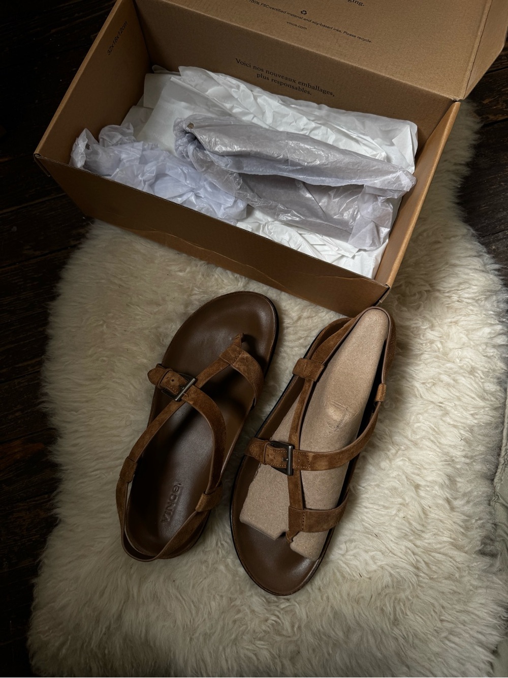 Vince Brown Suede Strappy Sandals